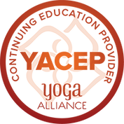 A logo indicating that Hannelore is a Yoga Alliance Continuing Education Provider (YACEP). This signifies her ability to offer continuing education courses and workshops that meet the high standards set by the Yoga Alliance for professional development and growth in the field of yoga.